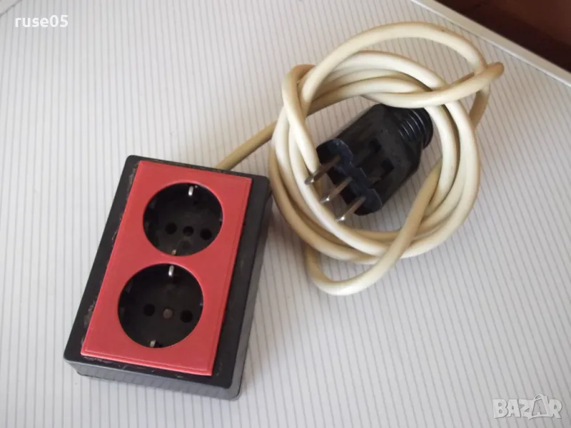 Удължител с разклонител с две гнезда - 2 м. - 1, снимка 1