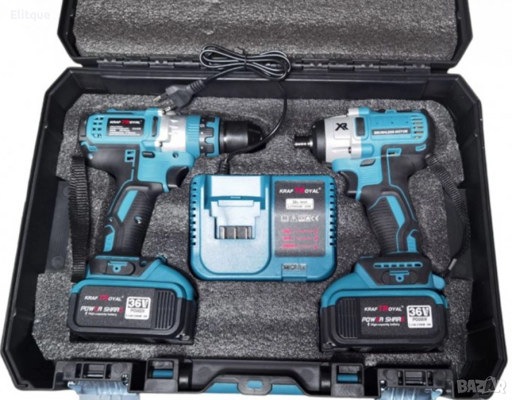 Комплект 2 в 1 Акумулаторен гайковерт и винтоверт 36V 8Ah, снимка 1