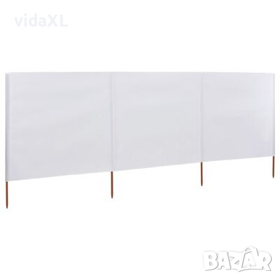 vidaXL Параван против вятър от 3 панела, текстил, 400x120 см, бял（SKU:44539, снимка 1
