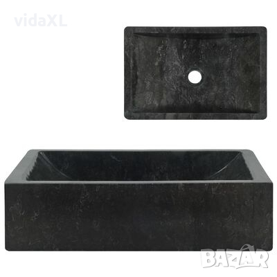 vidaXL Мивка, 45x30x12 см, мрамор, черен гланц(SKU:142772, снимка 1
