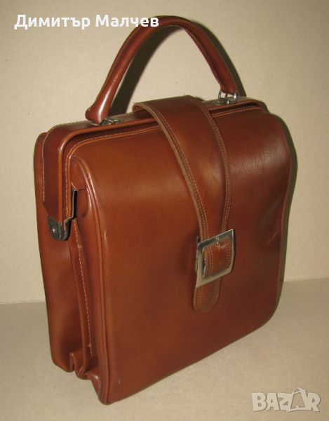 Стара пътна чанта тип лекарска, изкуствена кожа, запазена и годна, снимка 1
