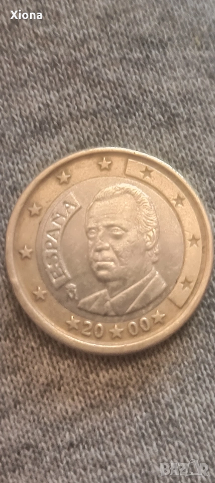 Рядка монета 1 евро Испания 2000 година, снимка 1