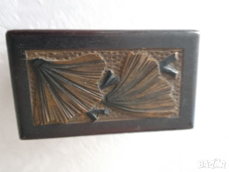 Стара дървена кутия за карти  дърворезба 1937г, снимка 1