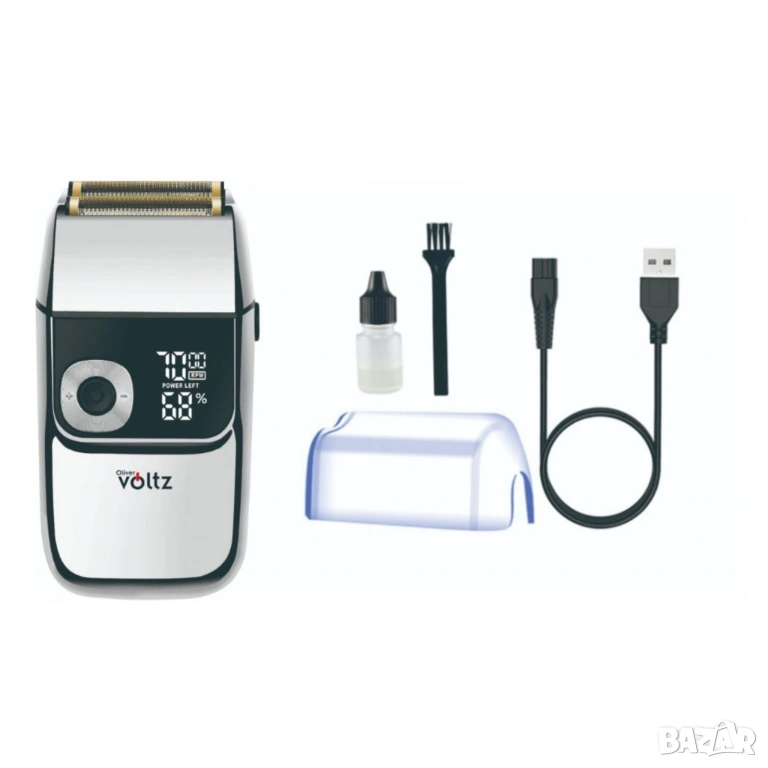 Акумулаторна самобръсначка и тример 2в1 Oliver Voltz , 5W, LCD дисплей, батерия 1400mAh, USB зарежда, снимка 1