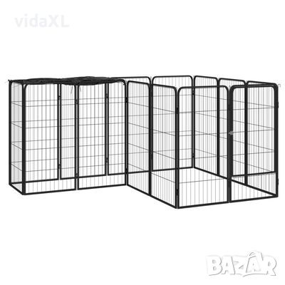 vidaXL Заграждение за куче черно 14 панела 50x100 см прахово боядисано(SKU:3115949, снимка 1