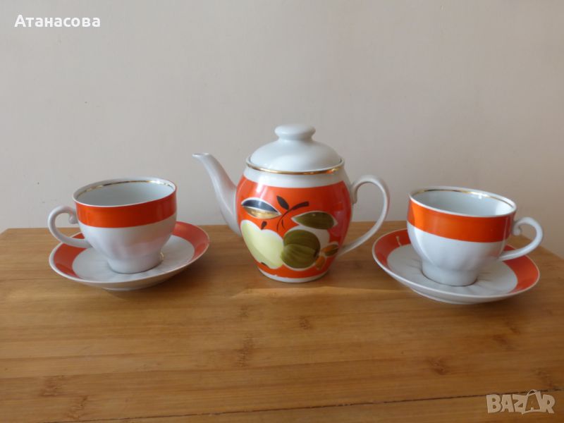 Украински порцеланов сервиз за чай кафе за двама 1970 г, снимка 1