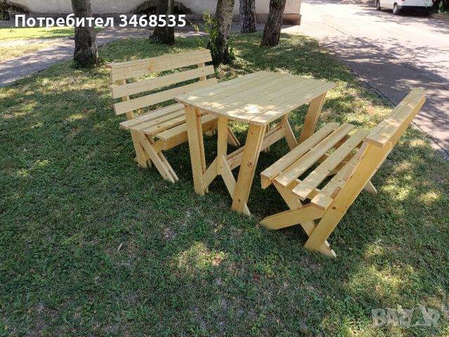 Градински комплект - маса, 2 пейки, снимка 1 - Градински мебели, декорация  - 37714963