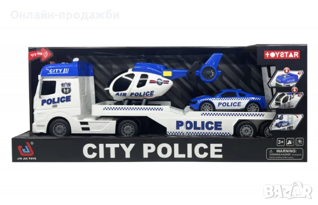 Автовоз с полицейски коли и хеликоптер, "City Police Transporter", снимка 1