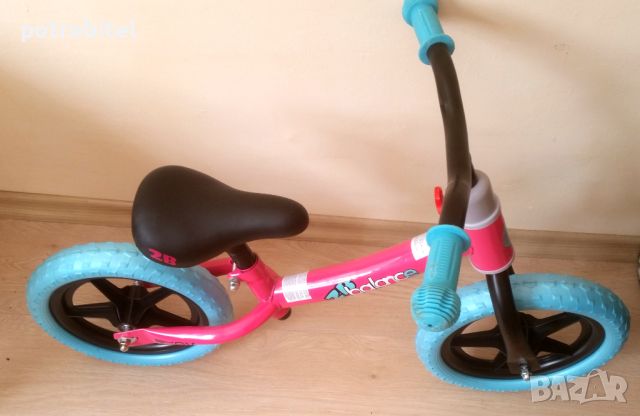 Балансиращ велосипед BALANCE 2B - розов / сини гуми - НОВ, снимка 2 - Детски велосипеди, триколки и коли - 46387366