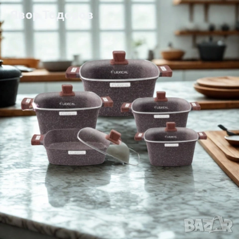 Гранитен комплект касероли от 10 части за кулинарни шедьоври Lexical – IMPERIAL FORGE SERIES, снимка 5 - Съдове за готвене - 53753285
