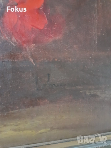 Голяма майсторска картина масло на платно подпис и рамка, снимка 2 - Антикварни и старинни предмети - 51486007