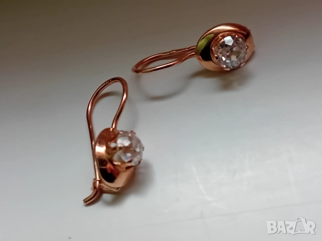 Антикварни СССР златни обеци, снимка 4 - Обеци - 52647899