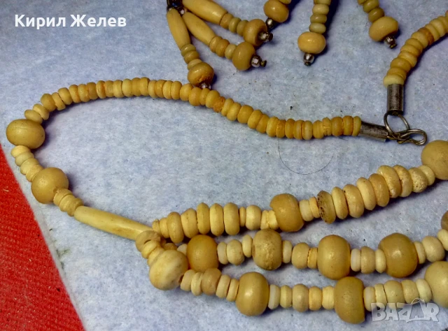 КОМПЛЕКТ СТАРИ ОГЪРЛИЦА и ОБЕЦИ МАЙСТОРСКИ РЪЧНО ИЗРАБОТЕНИ от КОСТ РОГ и БРОНЗЕ ЕтнАРТ НАКИТИ 17412, снимка 11 - Бижутерийни комплекти - 51360686