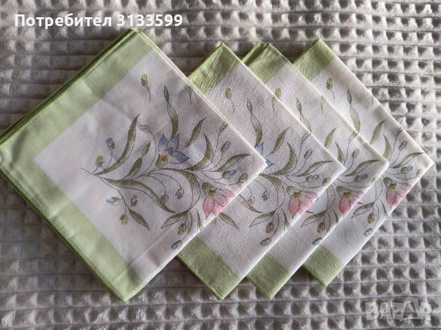 Комплект от 6 броя салфетки от плат с флорални мотиви , снимка 1 - Покривки за маси - 46389900