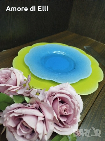 Големи плата ARCOPAL (Франция) – Океансиньо закалено стъкло – 7 бр. (Цена за брой), снимка 2 - Прибори за хранене, готвене и сервиране - 53918738