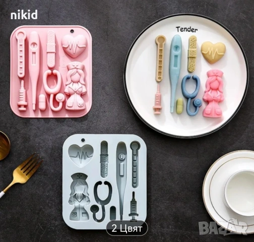 медицинска сестра термометър стетоскоп медицина медицински лекарски докторски силиконов молд форма , снимка 3 - Форми - 53954568