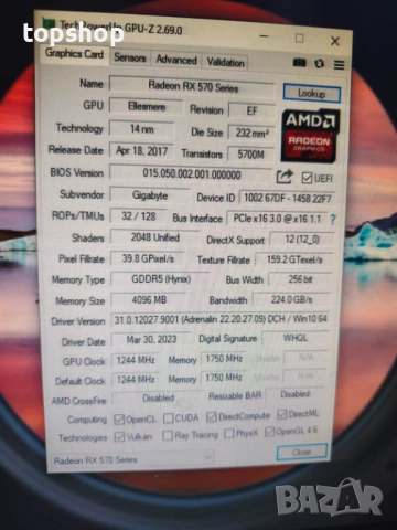 Видеокартa SAPPHIRE NITRO+ RX 570 4GB, снимка 4 - Видеокарти - 50501454