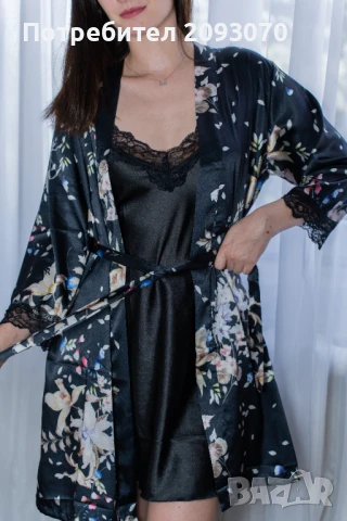 Сатенена нощница + халат 