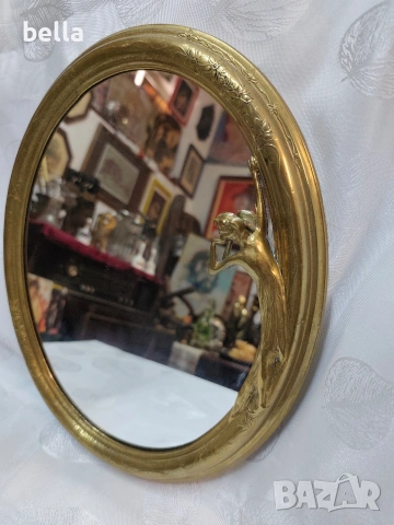 Антикварно настолно огледало с оглеждаща се жена, снимка 2 - Антикварни и старинни предмети - 53836175