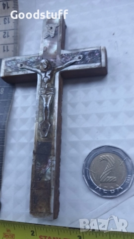 Седефен кръст, посребрен, маслинено дърво , снимка 12 - Антикварни и старинни предмети - 51773035