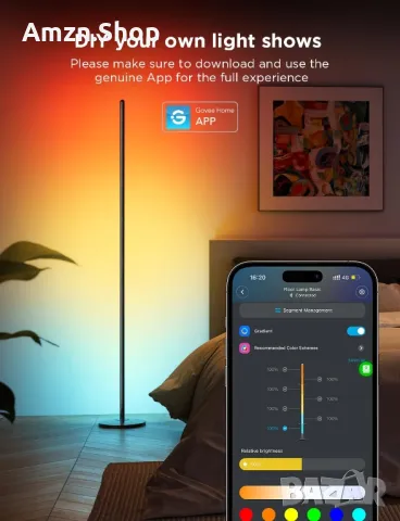 Подова лампа Govee H6076 RGBIC SmartLED ъглова лампа Alexa 16 милиона DIY

, снимка 4 - Лампиони - 50175595