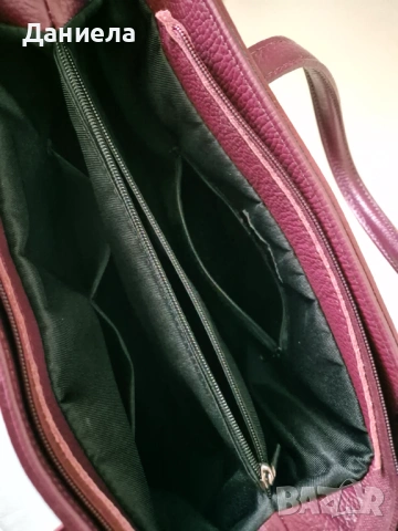 Дамска кожена чанта в бордо , снимка 2 - Чанти - 53423269