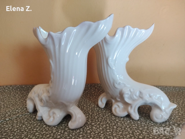 Изящна ваза рог на изобилието Belleek Ireland, снимка 2 - Декорация за дома - 52505627