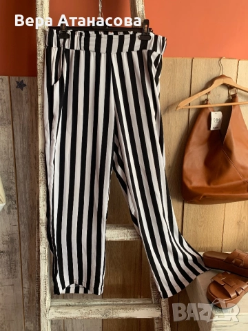 💄 Широк панталон на Бяло и черно райе🤍 л/хл🍉