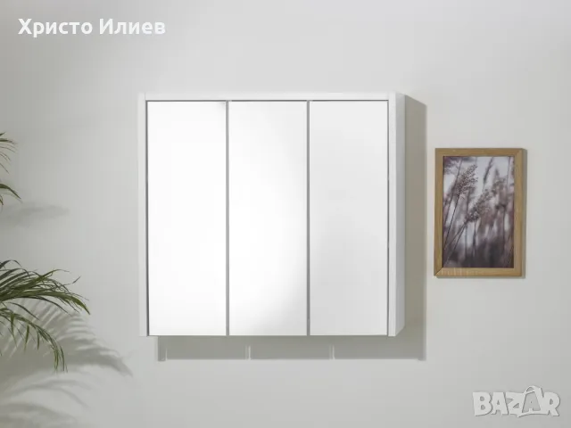 Шкаф за баня с 3 врати с огледало Livarno Home , снимка 2 - Шкафове - 46908760