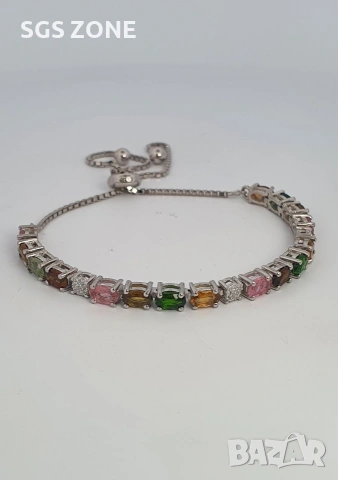 ГРИВНА ОТ СРЕБРО С МНОГОЦВЕТЕН ТУРМАЛИН, снимка 10 - Гривни - 53274333