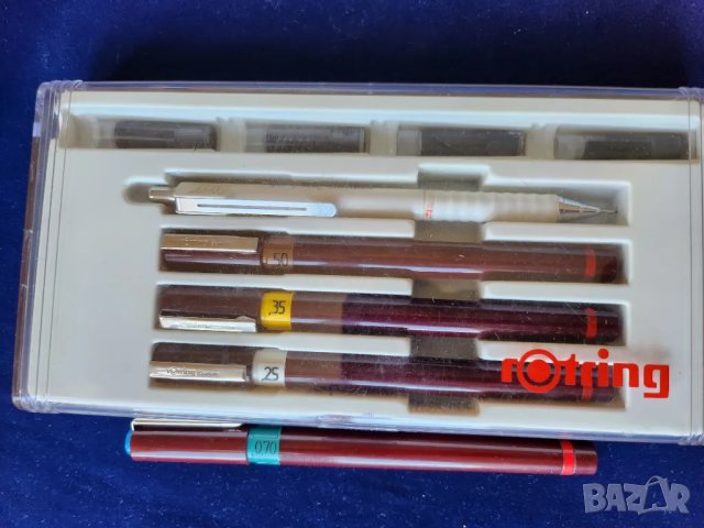 рапидографи Rotring - комплект 3 писци + 1, чисти, работещи, запазени, допълнително туш и писец, снимка 1 - Ученически пособия, канцеларски материали - 46871424