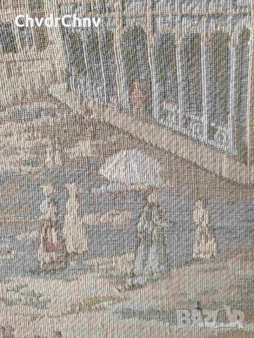 Гент-Брюксел 54см/2бр стари финни белгийски гоблени/средновековен градски пейзаж/дървена рамка, снимка 5 - Гоблени - 50448537