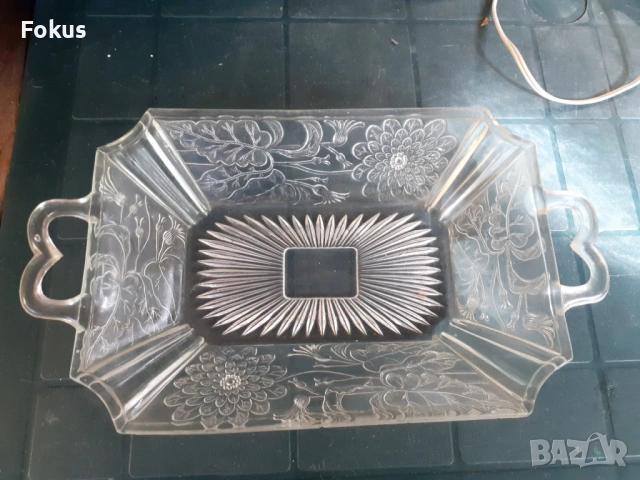 Стъклен поднос плато чиния, снимка 3 - Антикварни и старинни предмети - 53408704