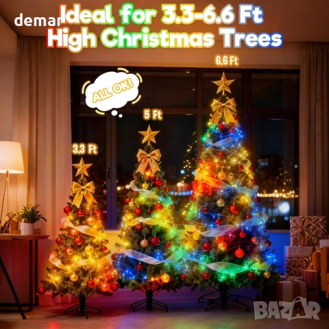 Коледни лампички за елха, 400 LED, 8 режима, 2 метра x 16 реда, многоцветни, снимка 5 - Декорация за дома - 52118611