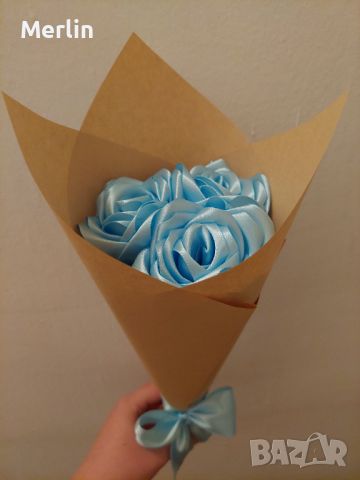 Букети от сатенени рози (вечни рози) - могат да бъдат и блестящи, снимка 3 - Ръчно изработени сувенири - 44941362
