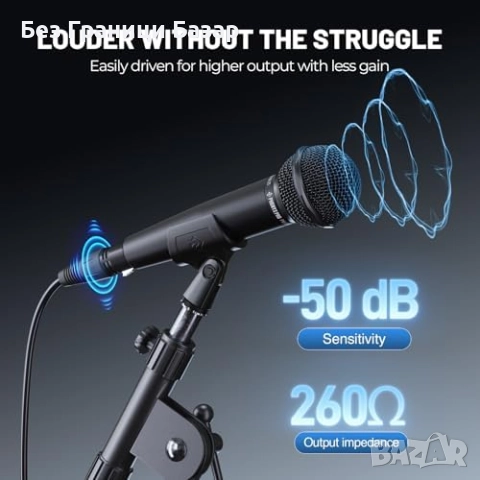 Нов Кардиоиден вокален микрофон за сцена студио караоке запис пеене, снимка 4 - Микрофони - 51680889