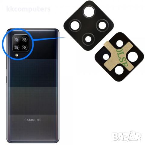 Стъкло камера за Samsung A42 (A426) / Черно / Баркод : 115394, снимка 1 - Резервни части за телефони - 46629419