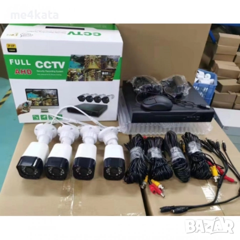 Комплект 4 Камери за Видеонаблюдение FULL HD AHD + DVR с Интернет – За Външно и Вътрешно Ползване, снимка 2 - Друга електроника - 52732695