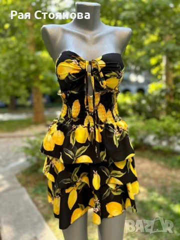 Намалена‼️ 🍋Секси рокля с лимони със твърди чашки🍋 🍋, снимка 1