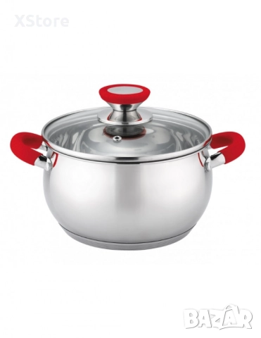 Тенджера Voltz, различна съвместимост, сиви/червени дръжки, Неръждаема стомана, снимка 6 - Съдове за готвене - 52507656