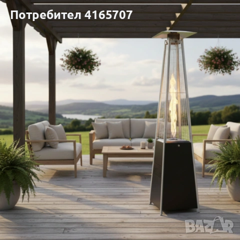 Газов отоплител-чадър 13 kW, 227 см – външен газов отоплител с калъф и защити + маймунка , готов за 