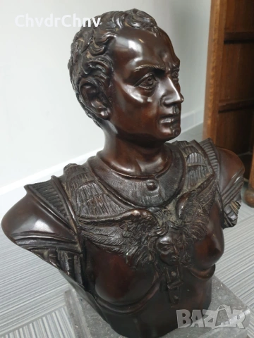 35см-14кг Ruocco статуя-бюст/стара италианска бронзова скулптура/фигура на римски император, снимка 2 - Статуетки - 53035118