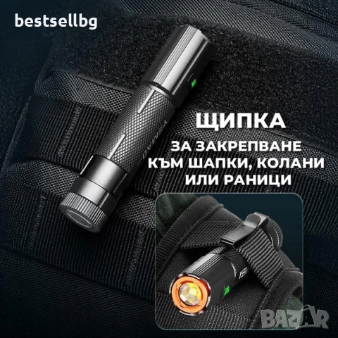 Мощен ръчен фенер 1500 лумена за къмпинг лов риболов туризъм палатка USB-C магнит YEMAO M52, снимка 10 - Къмпинг осветление - 54109837