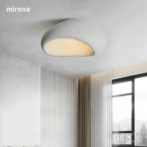 Каменен полилей в скандинавски стил облак смола Wabi-sabi 30, 40см, снимка 2 - Лампи за таван - 53224588