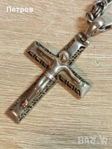 Сребърен синджир със кръст, снимка 7 - Колиета, медальони, синджири - 51732937