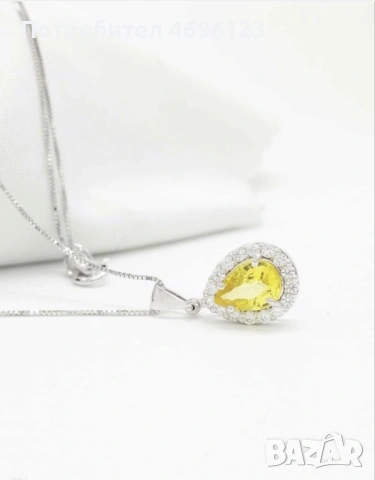 Диамантенo Колие /Сапфир 1,10 карата /Бяло Злато 14 кт, снимка 3 - Колиета, медальони, синджири - 54004812