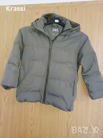 Zara зимно детско яке в зелено 116, снимка 2 - Детски якета и елеци - 52671419
