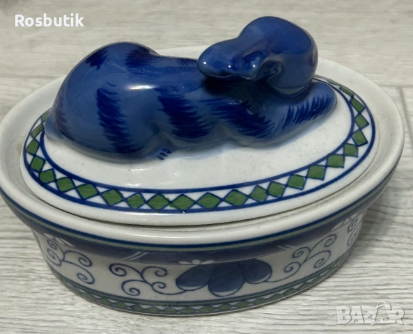 Старинна порцеланова кутия със зайче , снимка 4 - Антикварни и старинни предмети - 53328876