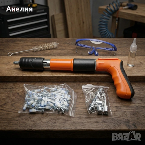 Професионален пистолет за забиване на пирони + 50 броя пирона, снимка 3 - Други инструменти - 54055613
