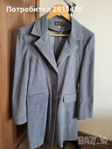 Дълго дамско сако в сив цвят  - размер S, снимка 6 - Сака - 44953723
